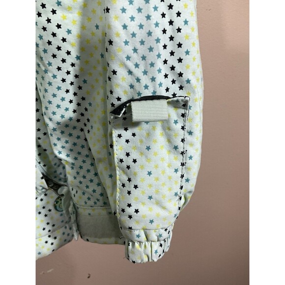 Burton Girls Striped Star Print Hooded Snowboard Ski Jacket L Green Fleece Lined - Picture 5 of 15